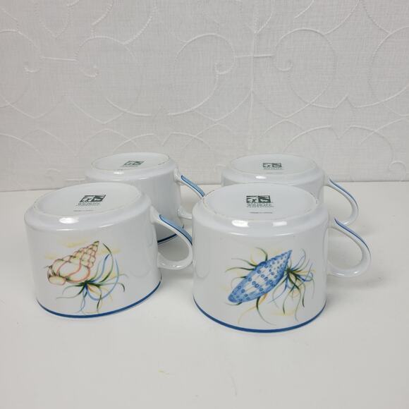 National Wildlife Federation Coffee Mugs White Beach Seashells Set of 4 Cups - Picture 14 of 16
